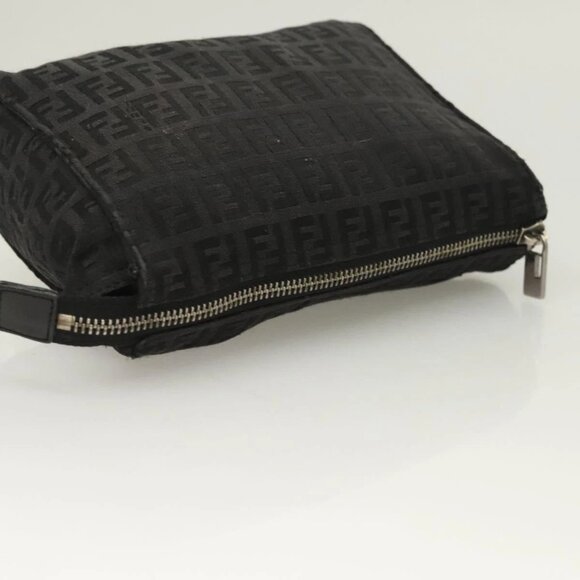 FENDI Zucchino Canvas Pouch Black Silver Auth - Picture 5 of 16